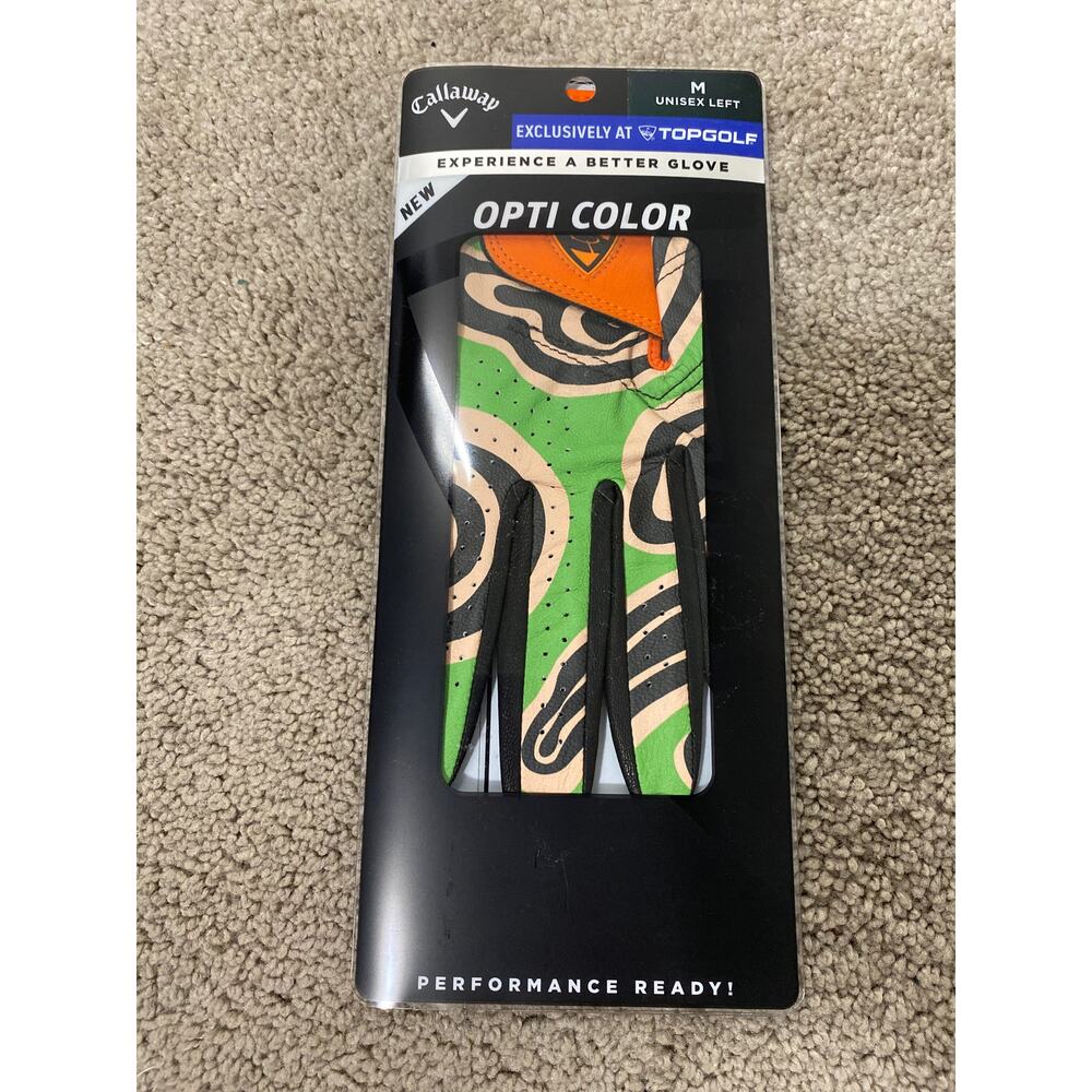 New Callaway Unisex Opti Color LEFT HANDED Golf Glove, Orange Swirl Size‎ Medium